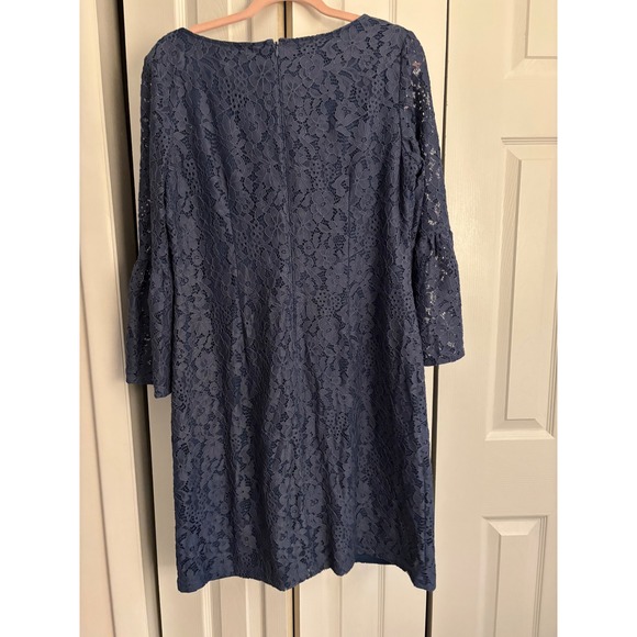 Nine West Blue Lace Bell Sleeve Sheath Dress – Size 14 - Picture 4 of 6